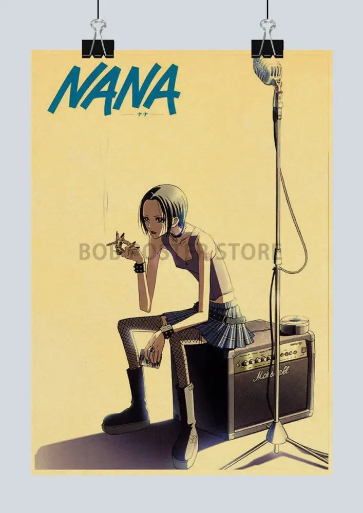 Retro orange nana anime kraft paper poster bedroom wall art