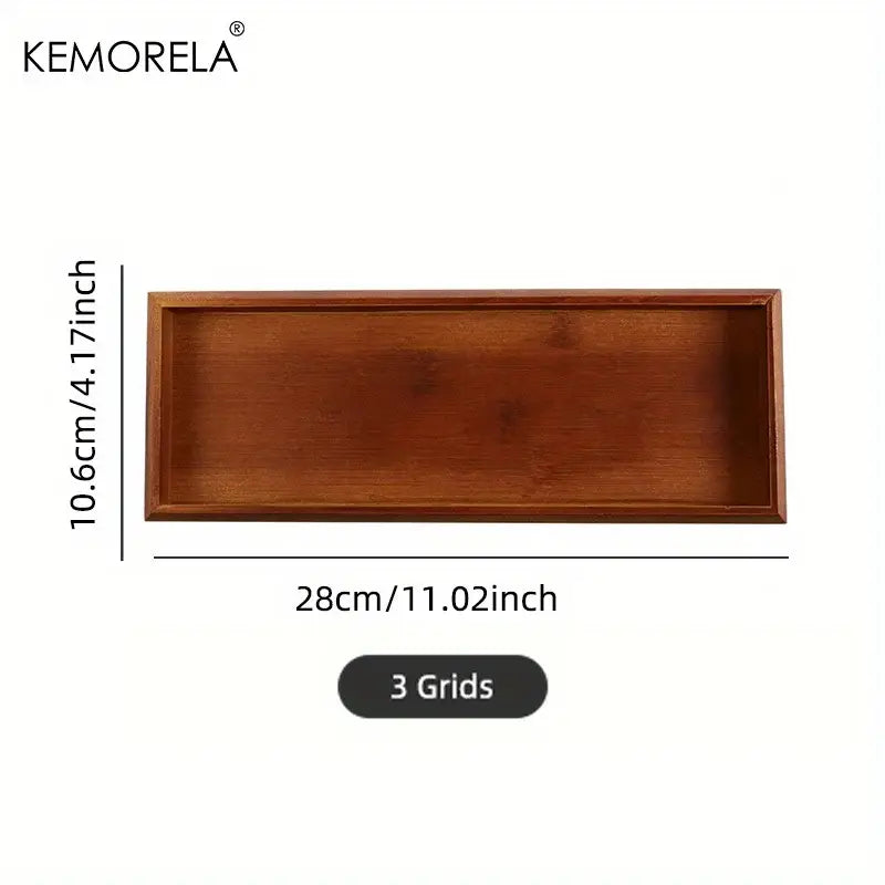 Natural bamboo wooden rectangular tea tray set of 3 dining room