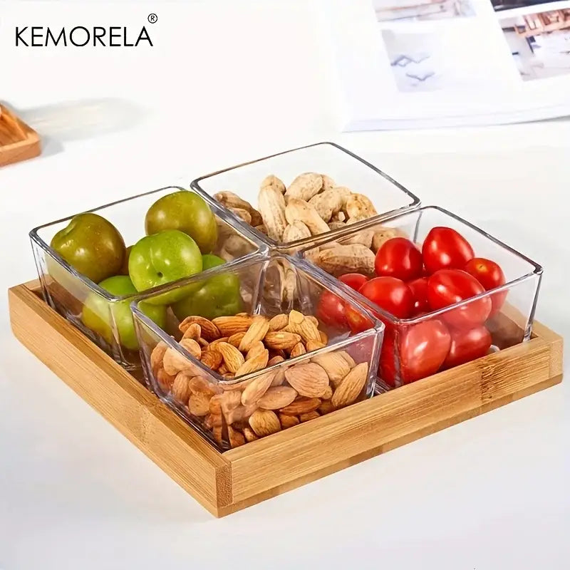 Natural bamboo wooden rectangular tea tray set of 3 dining room