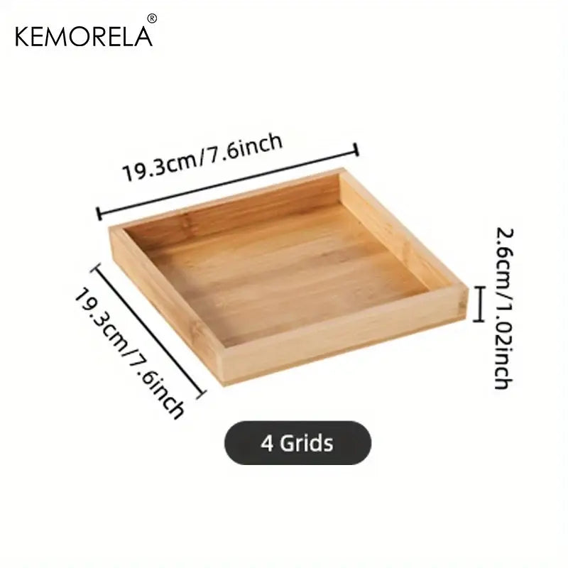 Natural bamboo wooden rectangular tea tray set of 3 dining room
