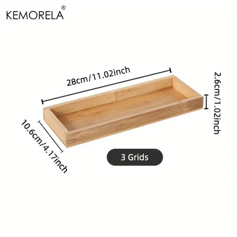 Natural bamboo wooden rectangular tea tray set of 3 dining room
