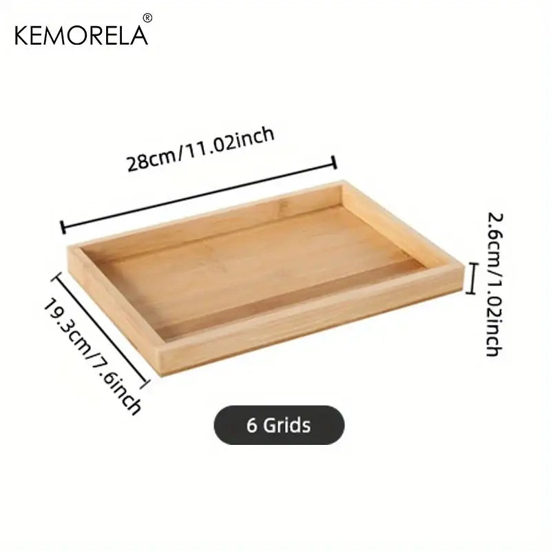 Natural bamboo wooden rectangular tea tray set of 3 dining room