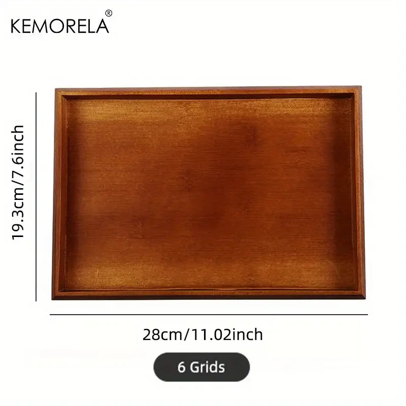Natural bamboo wooden rectangular tea tray set of 3 dining room