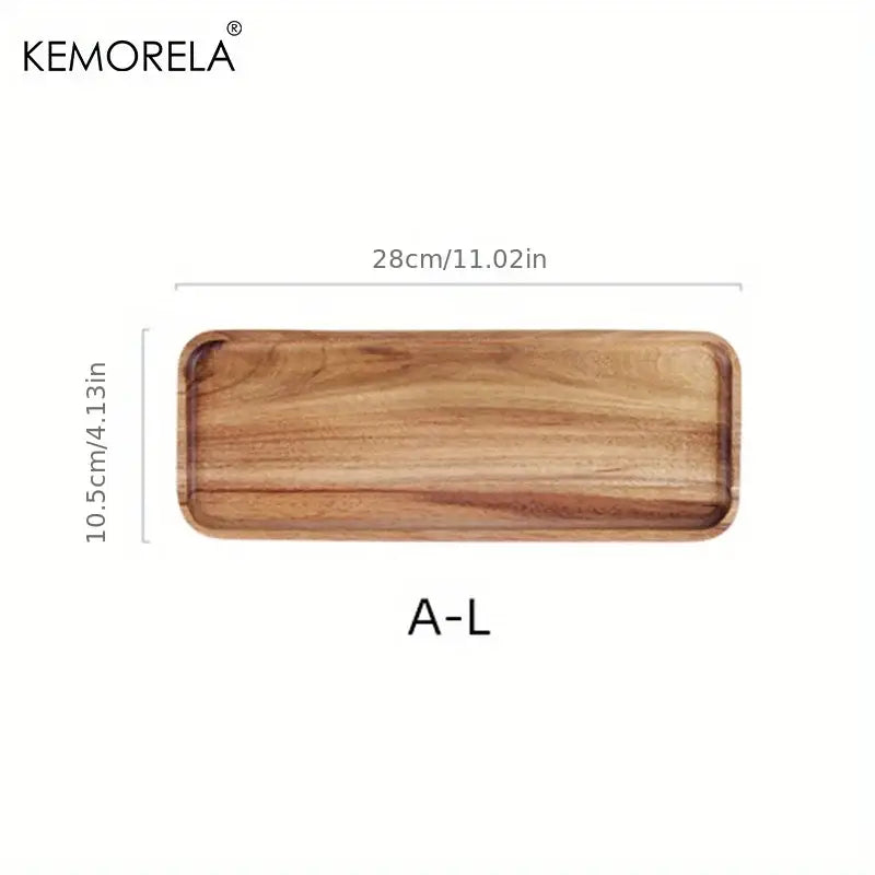 Natural two-tone acacia wood coffee tray kitchen serving board