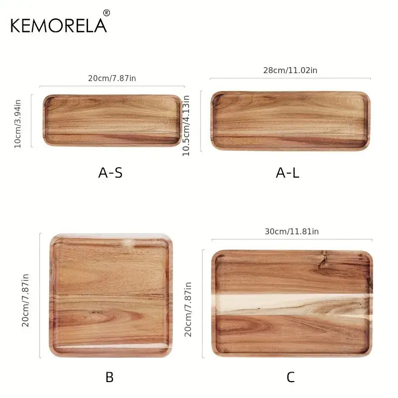 Natural two-tone acacia wood coffee tray kitchen serving board