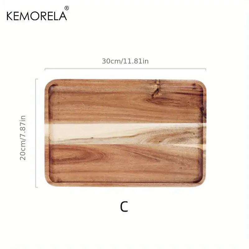 Natural two-tone acacia wood coffee tray kitchen serving board