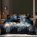 Navy blue 1500tc jacquard egyptian cotton bedding set bedroom