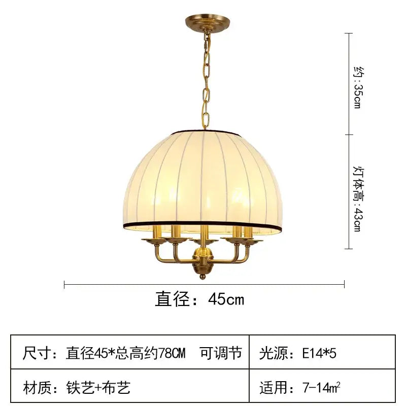 Neoclassical cream striped glass pendant light dining room brass frame