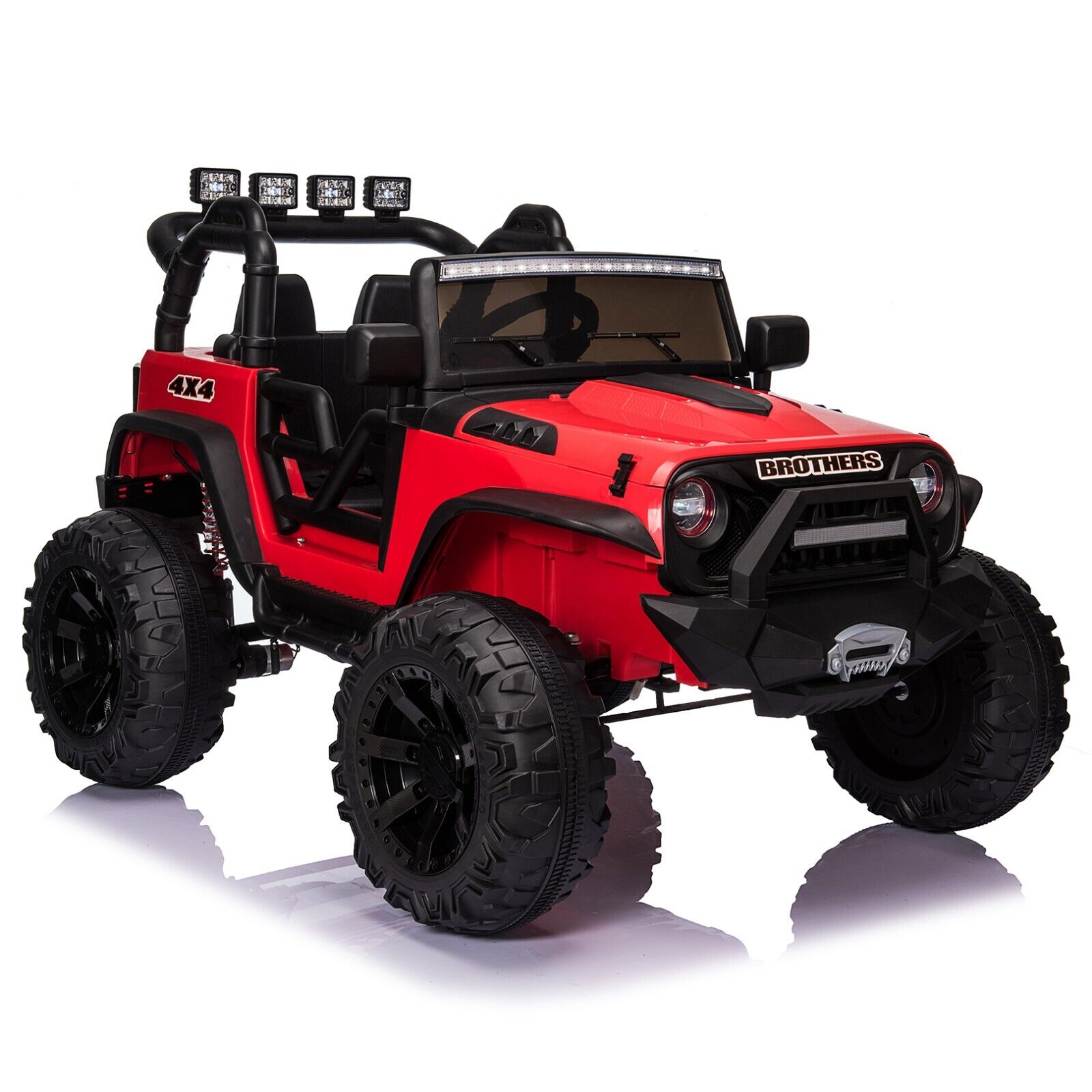 Red 24V Electric Ride On Car Truck for Kids with MP3, USB, LED Lights, and Remote Control