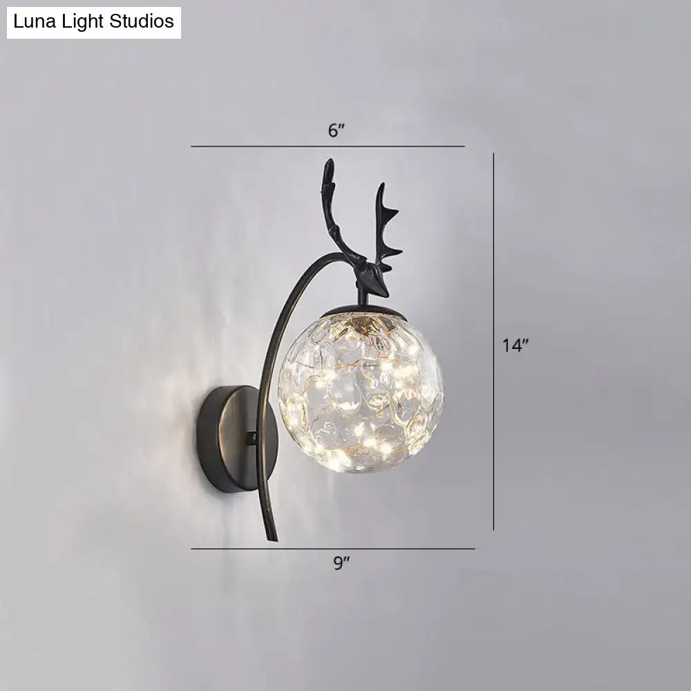 Nordic ball wall mount black antler sconce bedroom fairy light