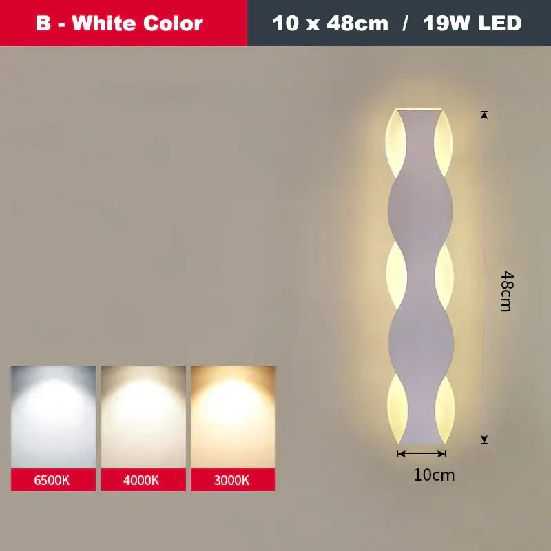 Nordic black led wave wall light bedroom sculptural decor