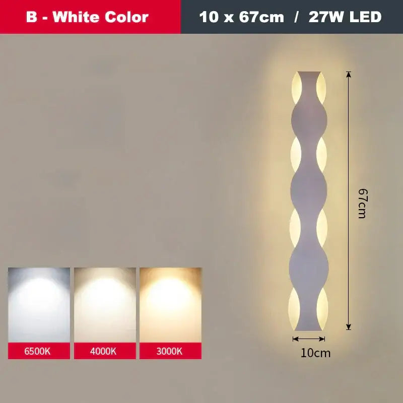 Nordic black led wave wall light bedroom sculptural decor