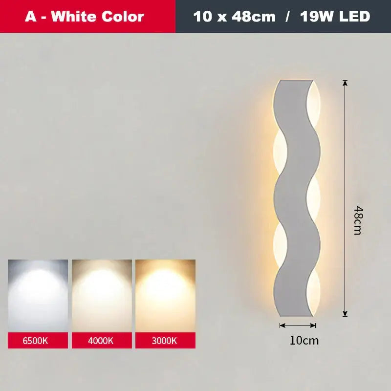 Nordic black led wave wall light bedroom sculptural decor