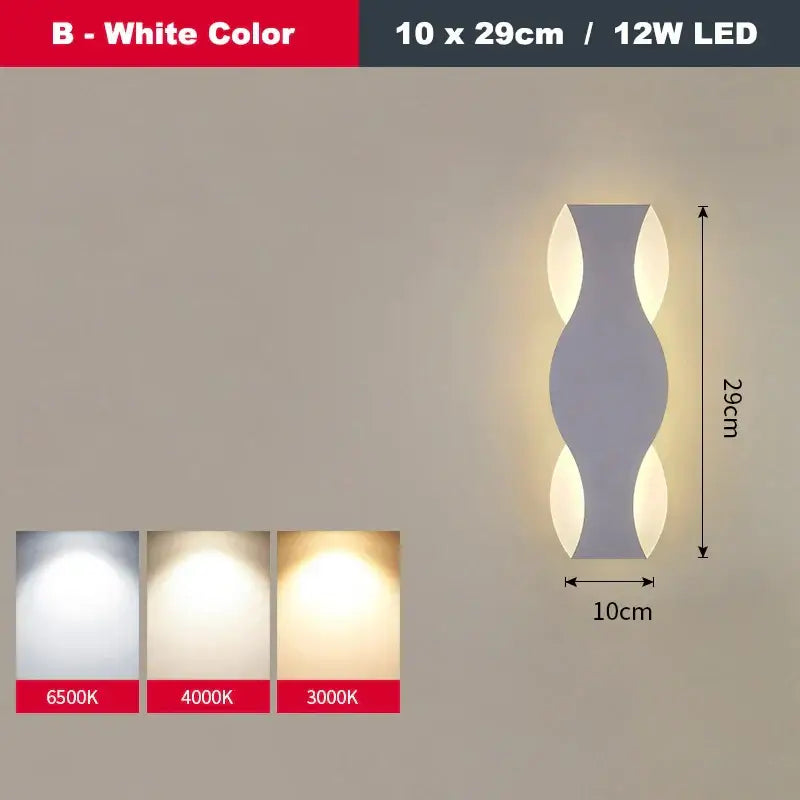 Nordic black led wave wall light bedroom sculptural decor