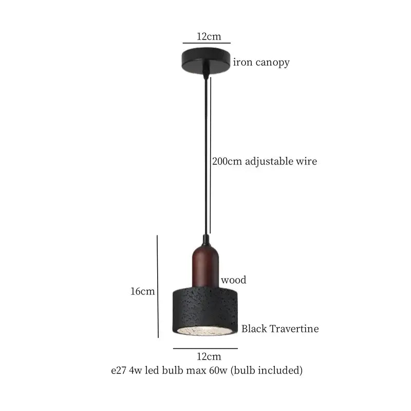 Nordic black travertine pendant light dining room warm led interior