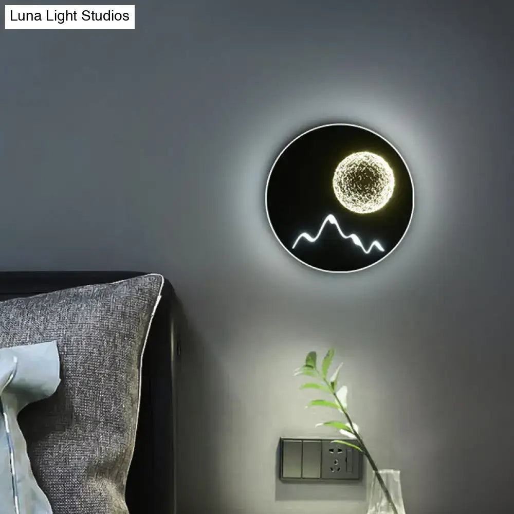 Nordic black white grey mountain wall light – bedroom fixture