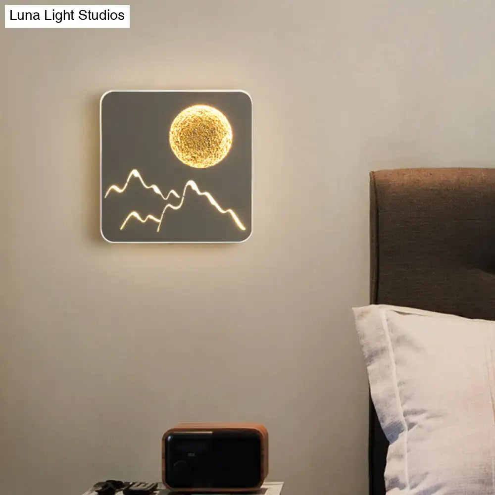 Nordic black white grey mountain wall light – bedroom fixture