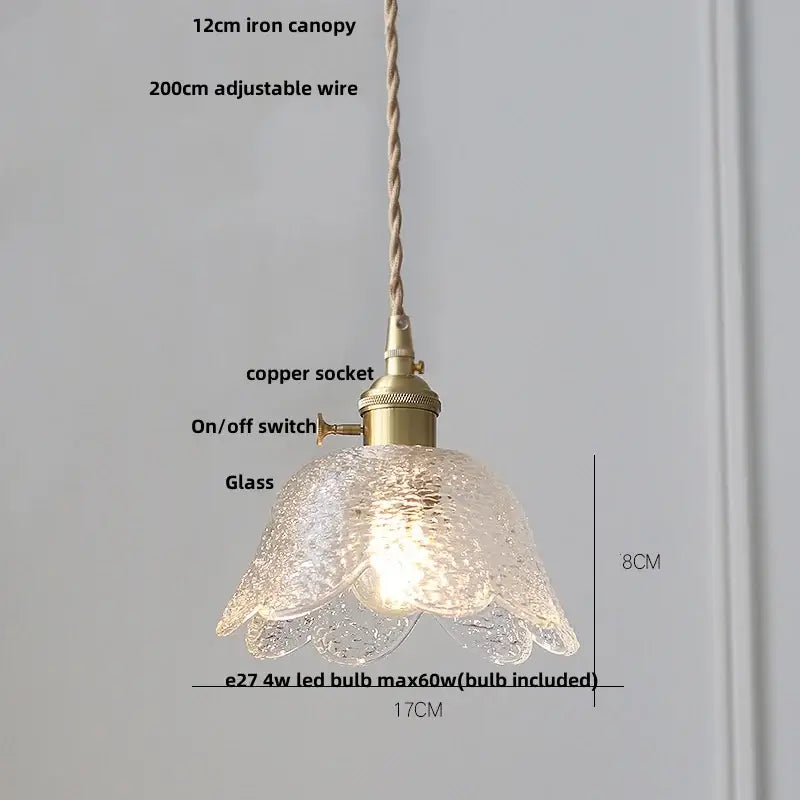 Nordic brass and clear glass led pendant light for dining rooms