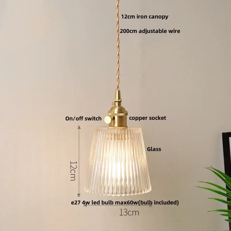 Nordic brass and clear glass led pendant light for dining rooms
