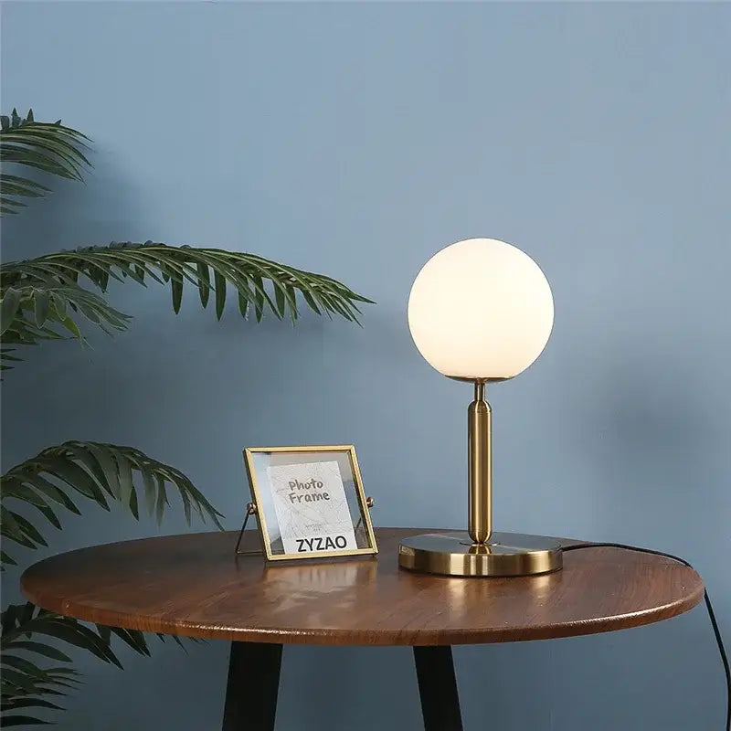 Nordic brass and glass ball led table lamp for bedroom decor