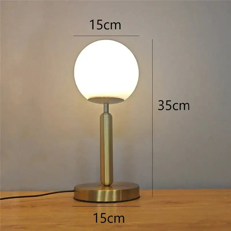 Nordic brass and glass ball led table lamp for bedroom decor