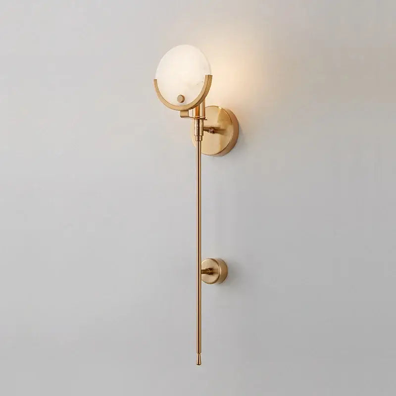 Nordic brass and marble wall lamp for bedroom with frosted glass shade