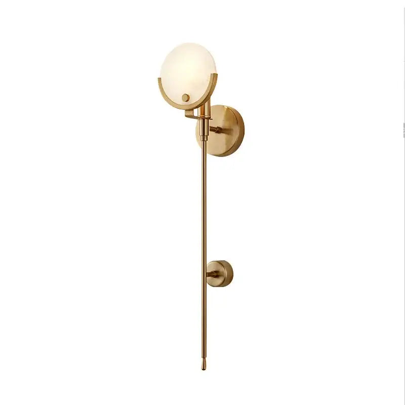 Nordic brass and marble wall lamp for bedroom with frosted glass shade
