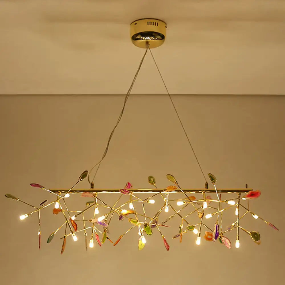 Nordic gold and colorful branch ceiling light dining room chandelier