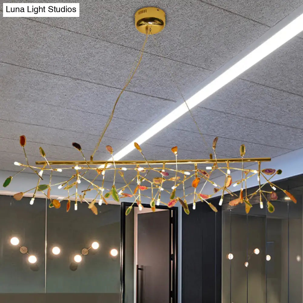 Nordic gold and colorful branch ceiling light dining room chandelier