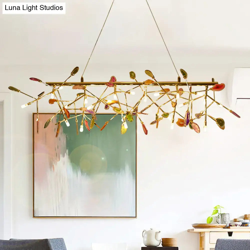 Nordic gold and colorful branch ceiling light dining room chandelier