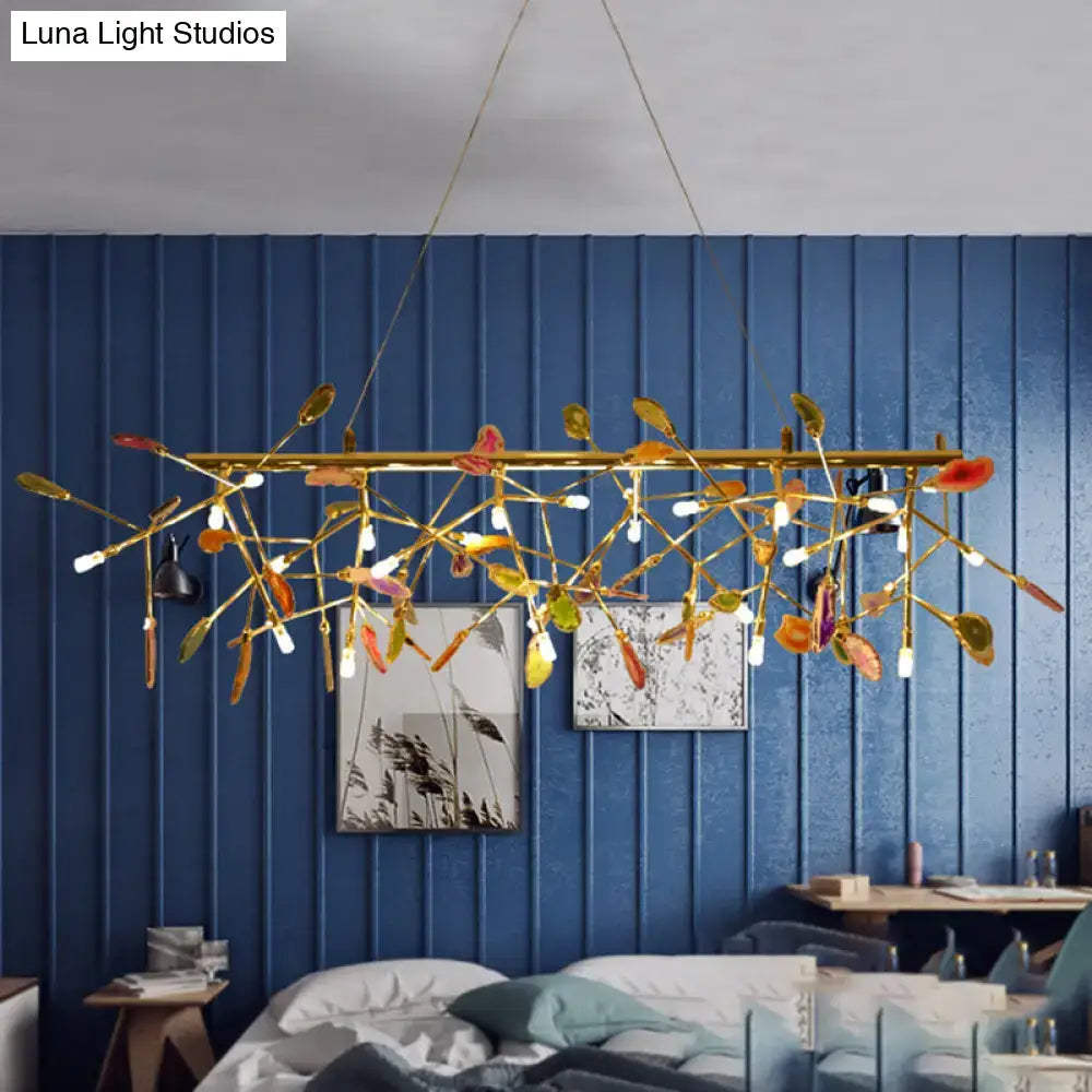 Nordic gold and colorful branch ceiling light dining room chandelier