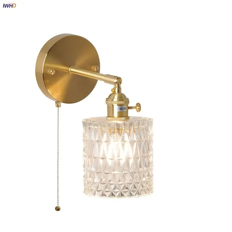 Nordic gold brass led wall sconce bedroom light with adjustable arm