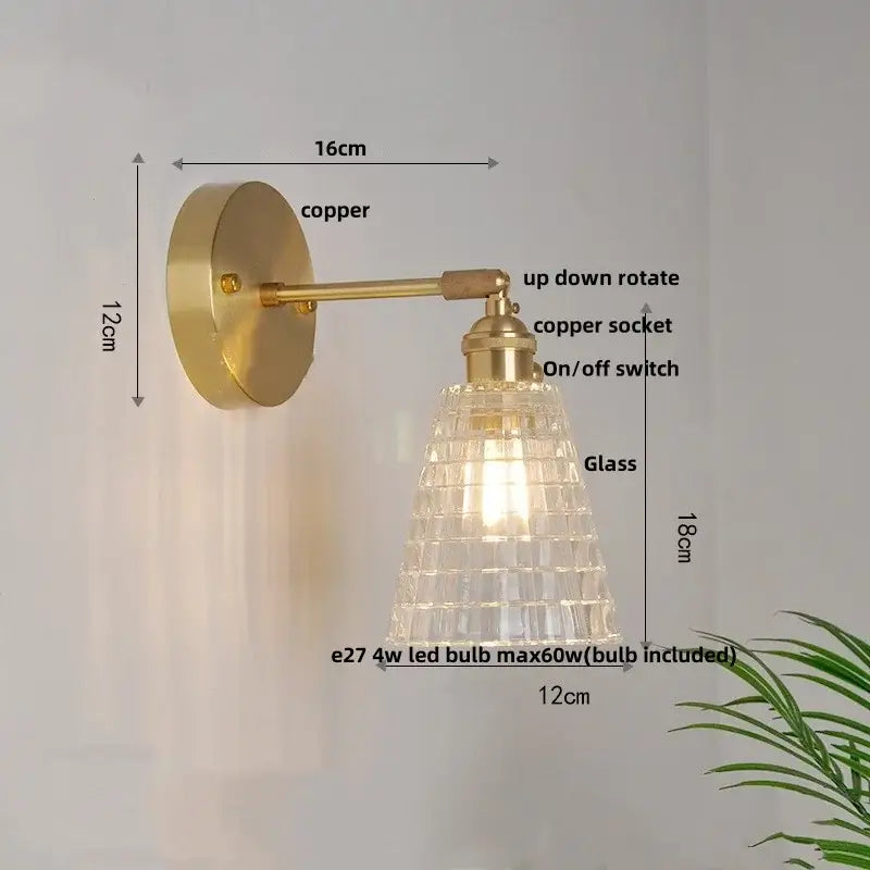 Nordic gold brass led wall sconce bedroom light with adjustable arm