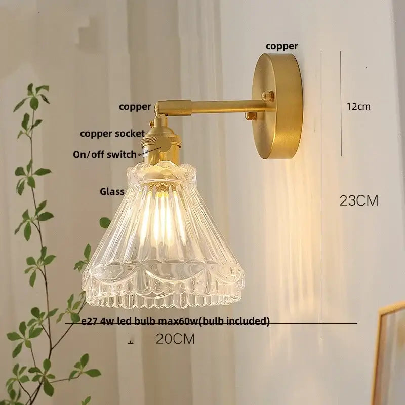 Nordic gold brass led wall sconce bedroom light with adjustable arm