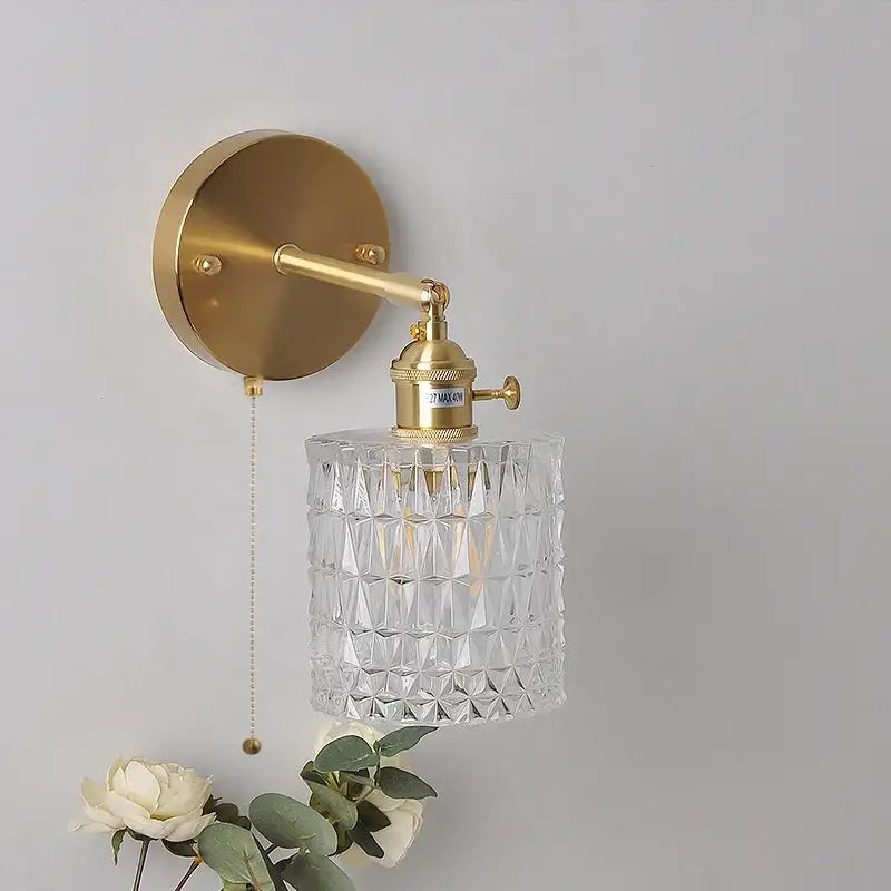 Nordic gold brass led wall sconce bedroom light with adjustable arm