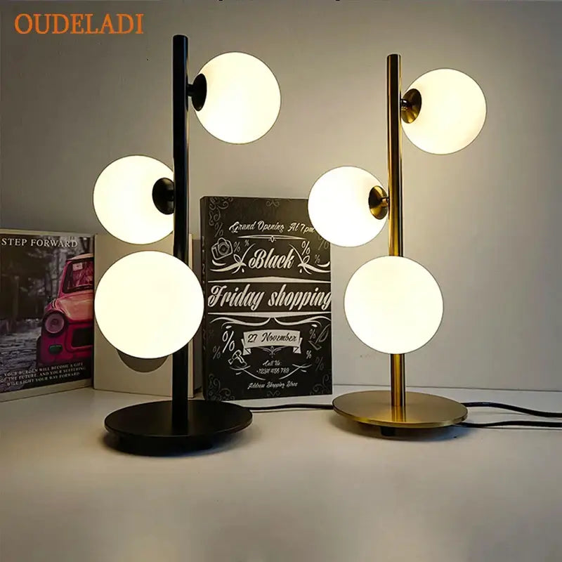 Nordic gold decorbites glass ball led table lamp for bedroom