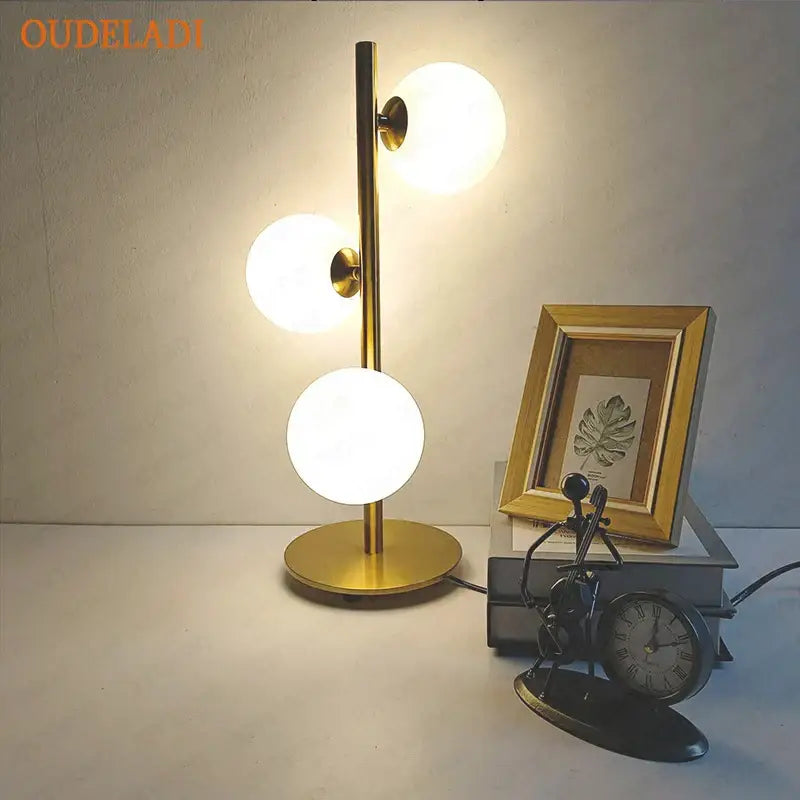 Nordic gold decorbites glass ball led table lamp for bedroom
