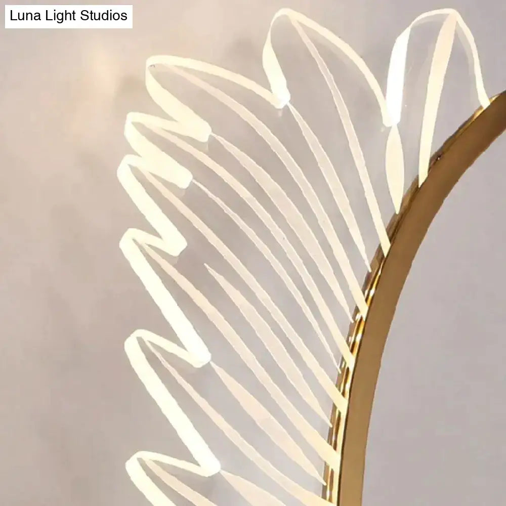 Nordic modern art gold feather wall lamp bedroom sconce