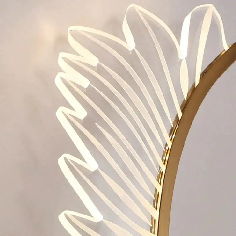 Nordic modern art gold feather wall lamp bedroom sconce