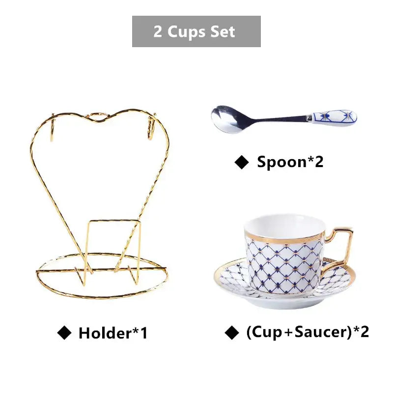 Nordic navy & gold bone china coffee set dining room porcelain cup