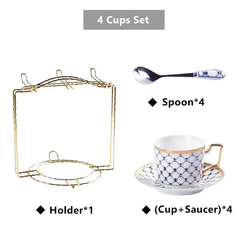 Nordic navy & gold bone china coffee set dining room porcelain cup