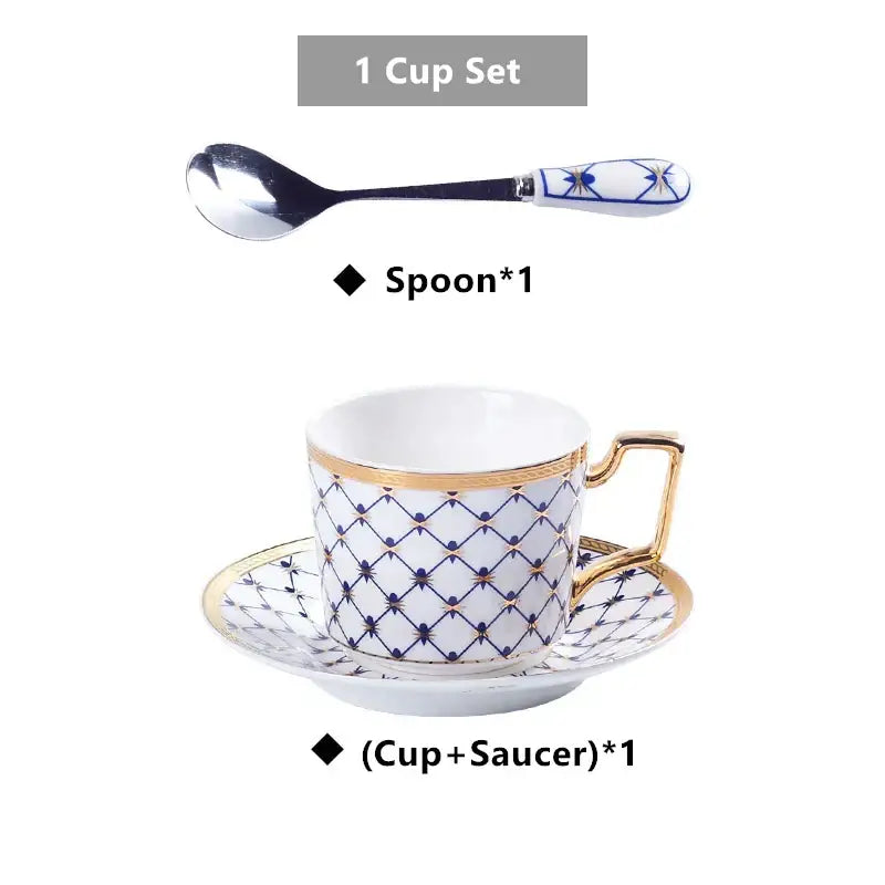 Nordic navy & gold bone china coffee set dining room porcelain cup