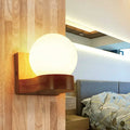 Nordic opal glass and wood wall sconce bedroom wall light