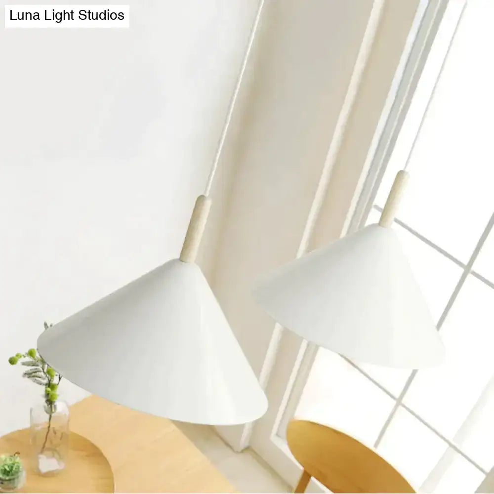 Nordic simple kitchen pendant light matte black conical led lamp