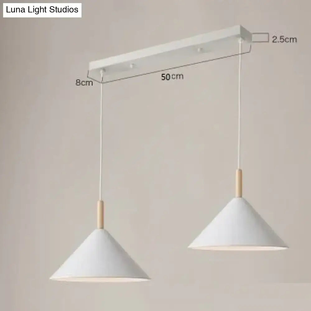 Nordic simple kitchen pendant light matte black conical led lamp