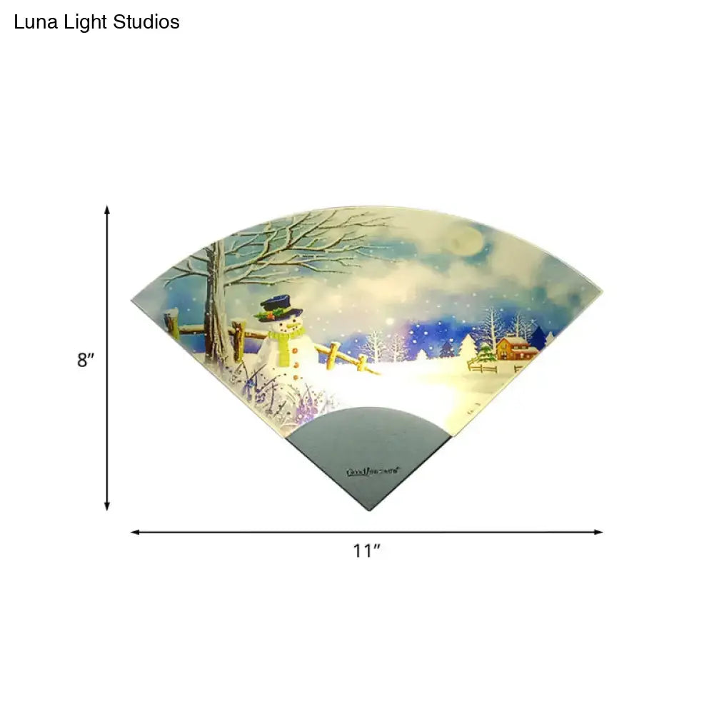 Nordic snowman led fan shaped wall light for bedroom decor