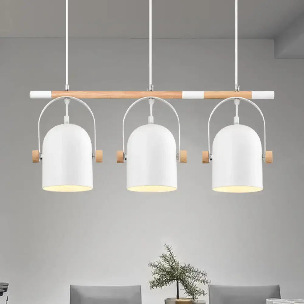 Nordic style triple white pendant light kitchen adjustable dome shade