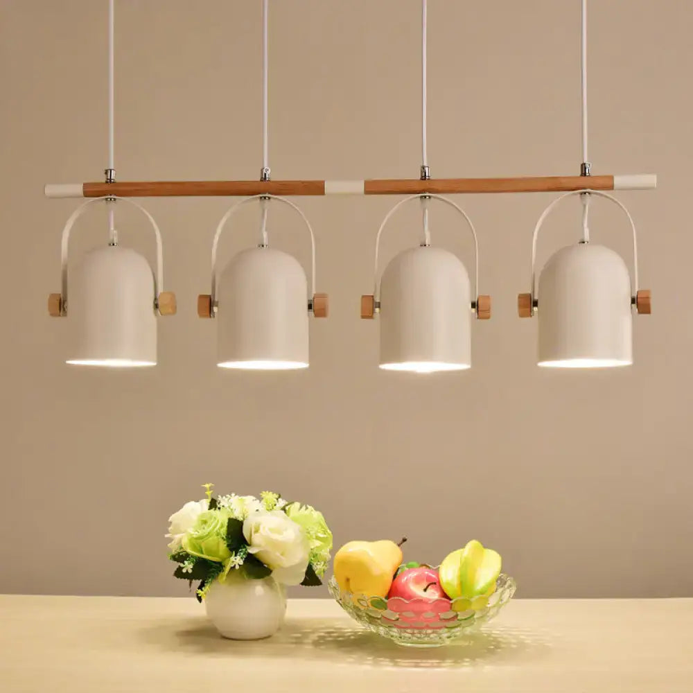 Nordic style triple white pendant light kitchen adjustable dome shade