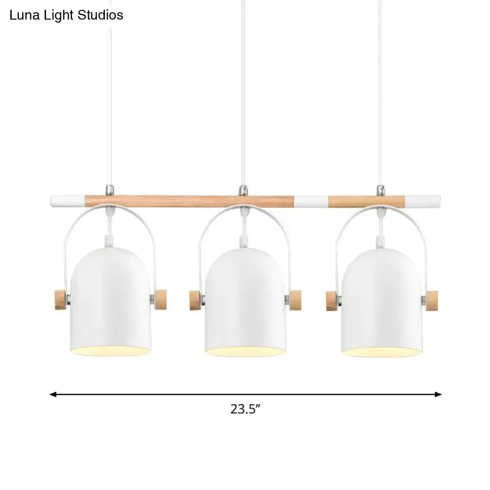 Nordic style triple white pendant light kitchen adjustable dome shade