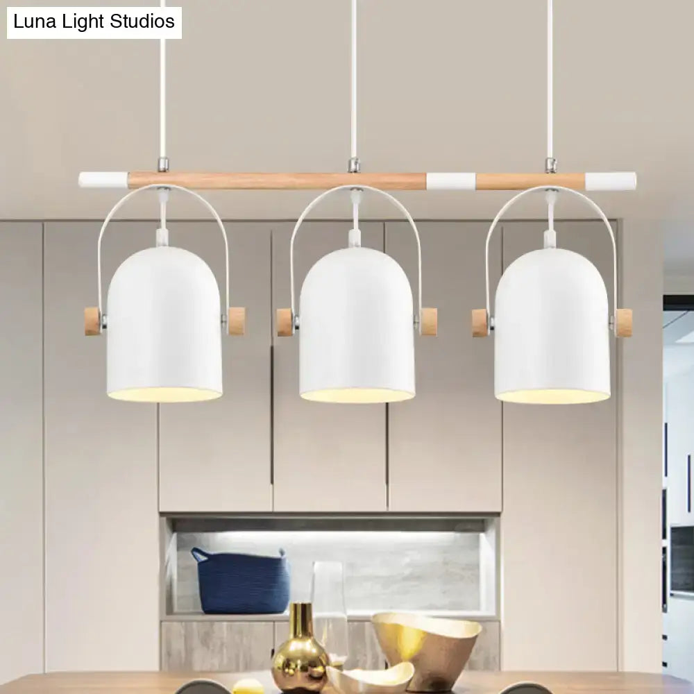 Nordic style triple white pendant light kitchen adjustable dome shade